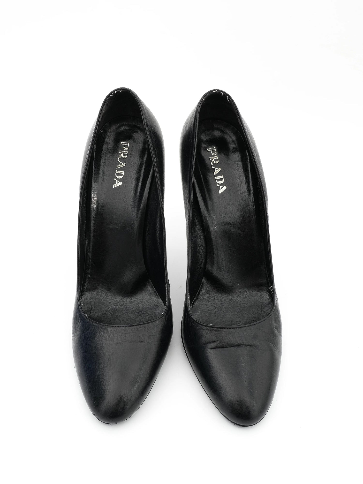 Average Prada Black Leather High-Heeled Pumps Size 40