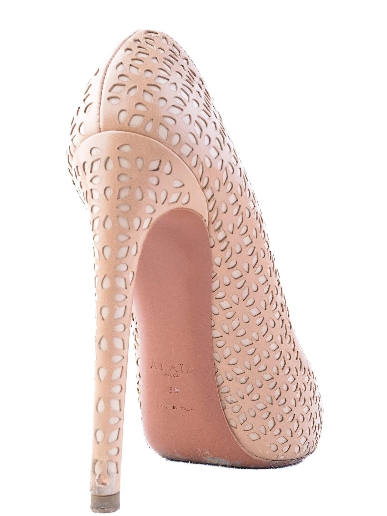 Excellent Alaia White Leather High-Heeled Shoes Size 39