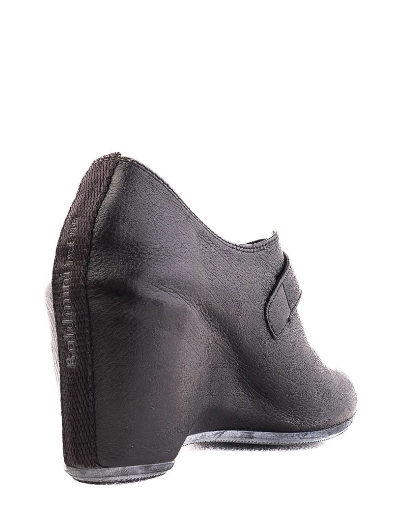Perfect Baldinini Black Leather Wedge Shoes Size 36.5 with Buckle