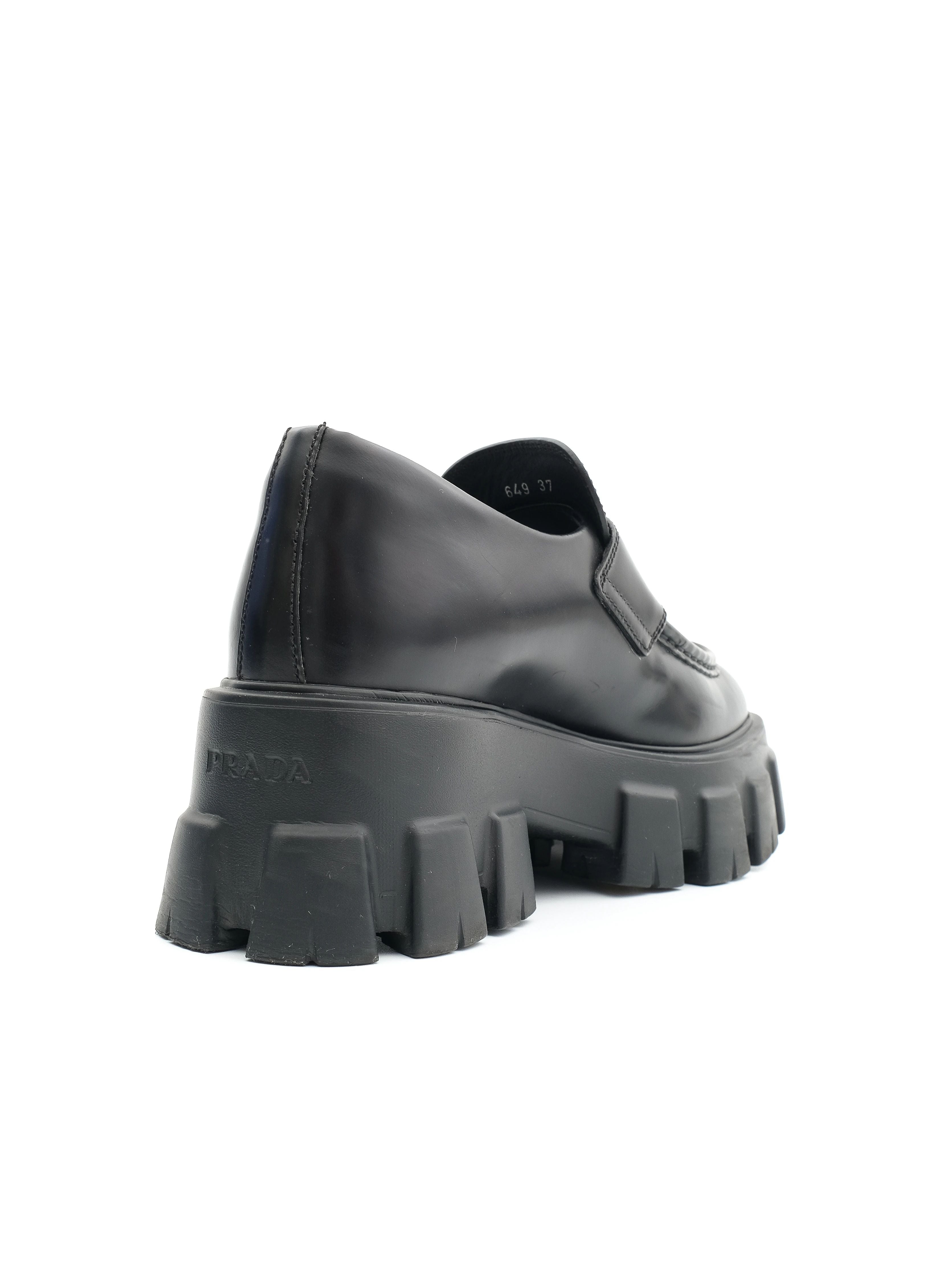 NEW Prada Chunky Black Loafers Leather Women&