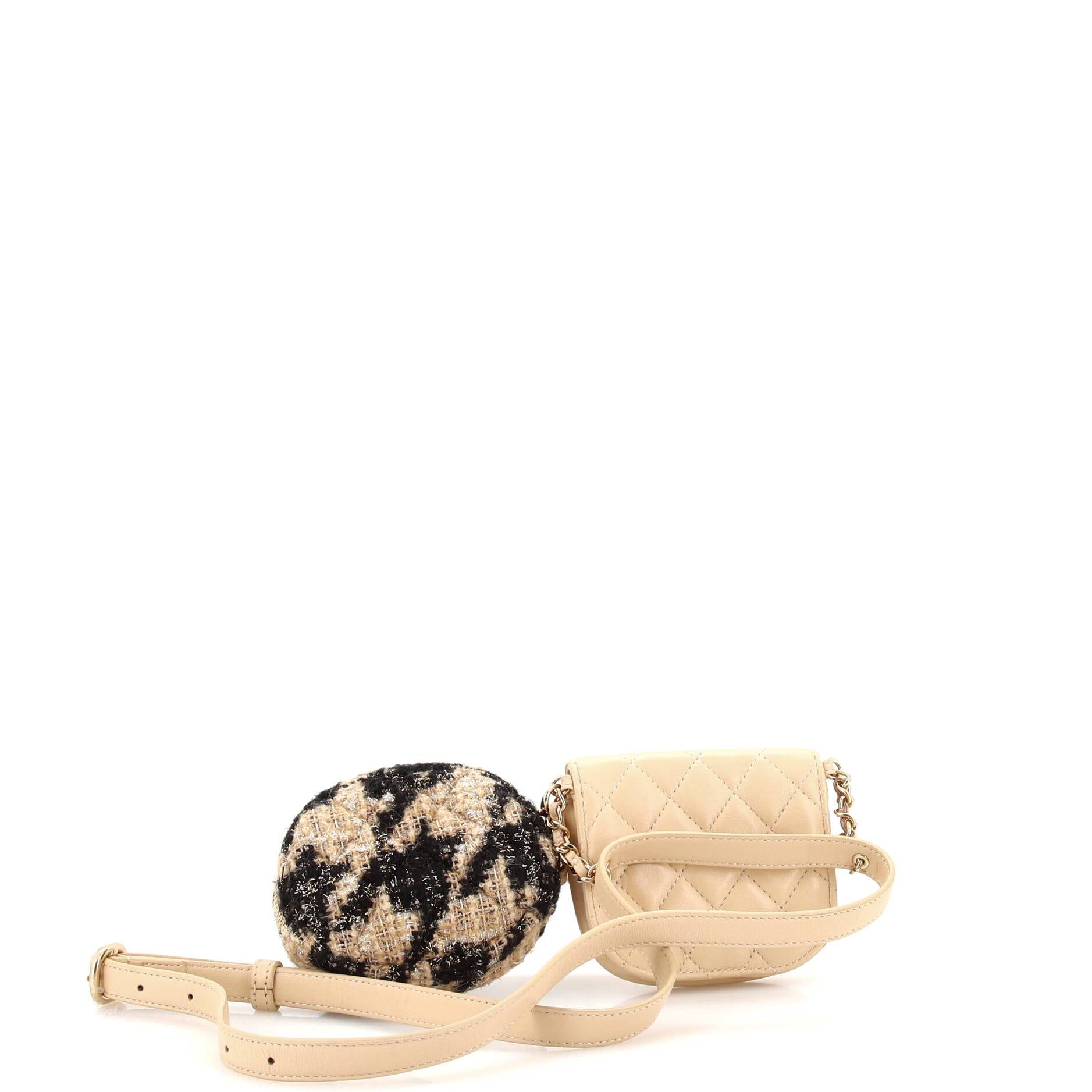Chanel CC Waist Bag With Coin Purse Quilted Lambskin And Tweed