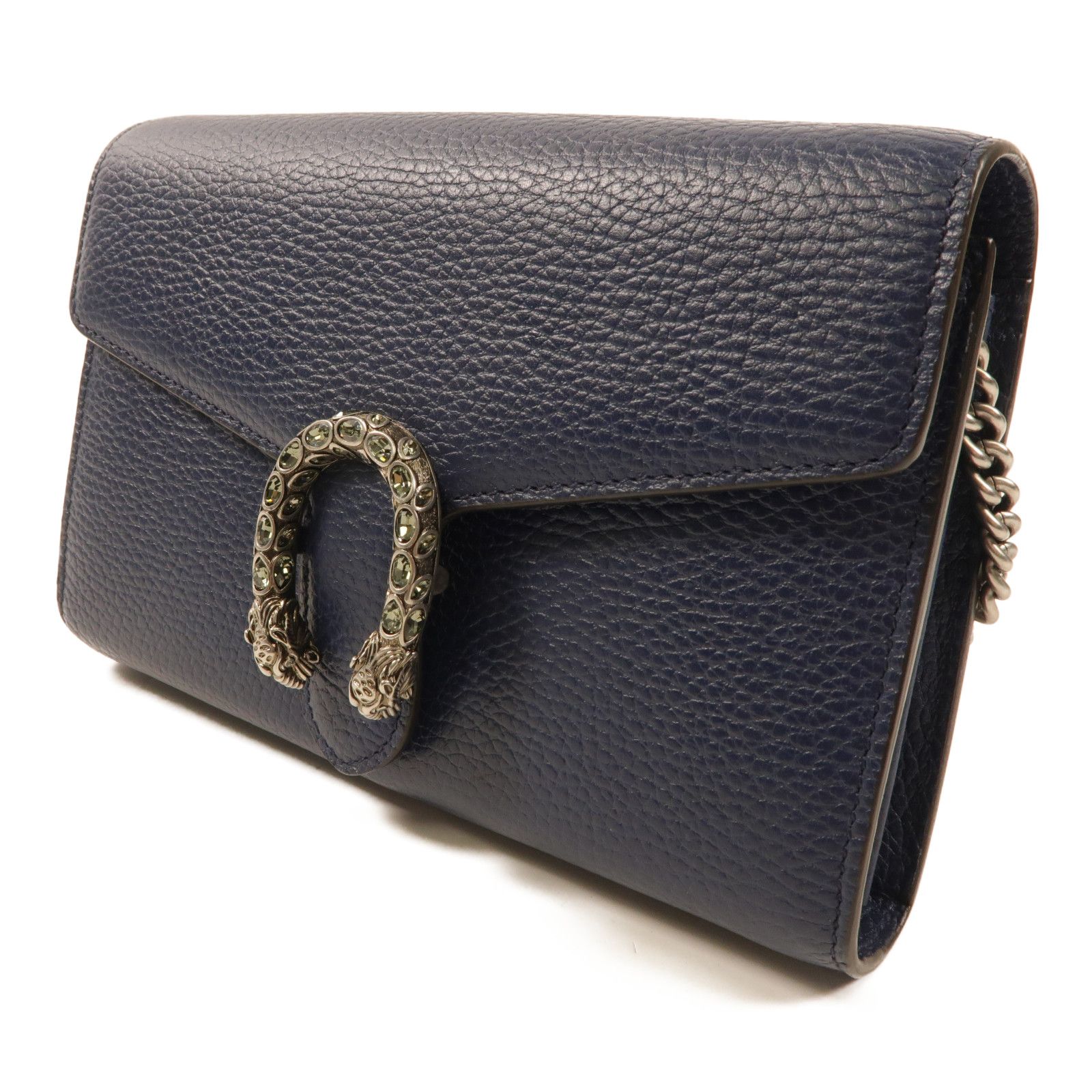Gucci Dionysus Cowhide Leather Shoulder Bag Black Blue Calfskin (cowhide) 401231