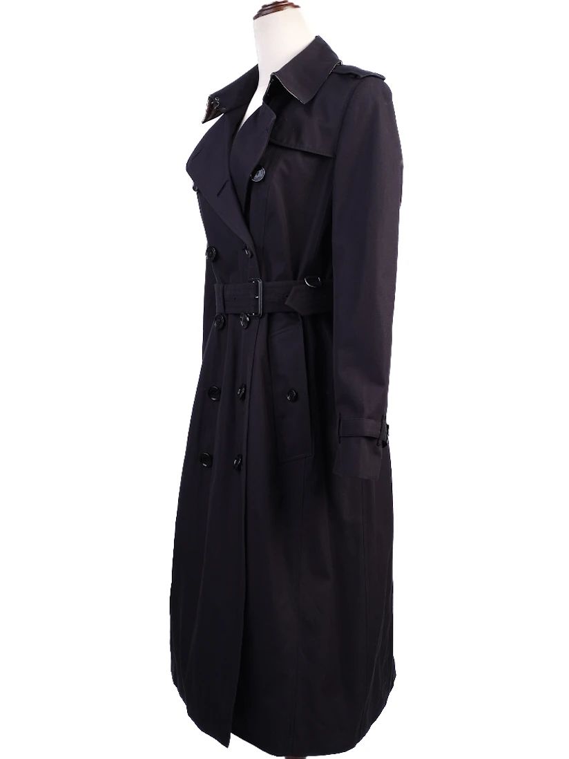 EXCELLENT Burberry Black Trench Coat Double-Breasted Women&