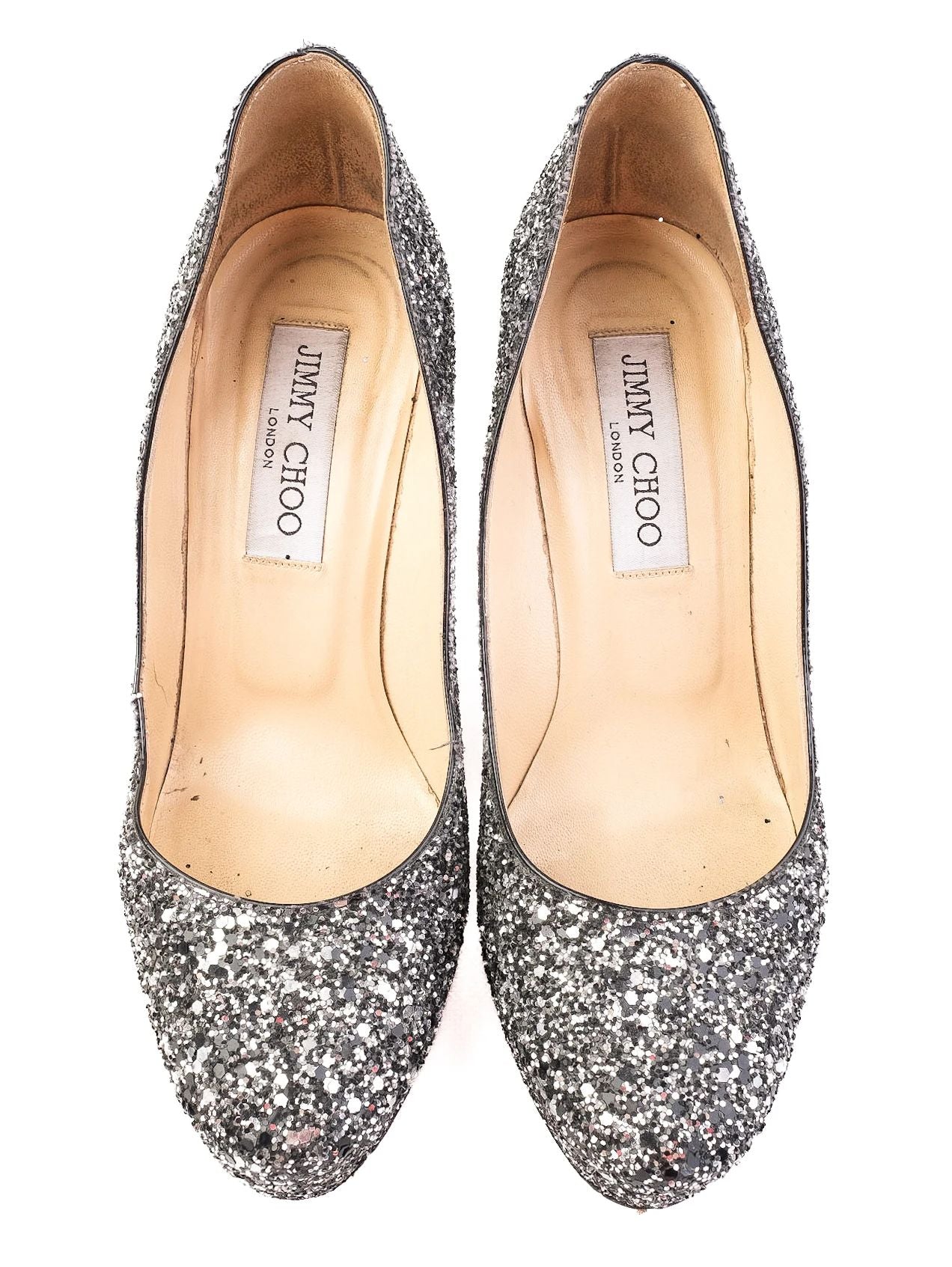 Excellent Jimmy Choo Gray Leather High-Heeled Shoes Size 36.5