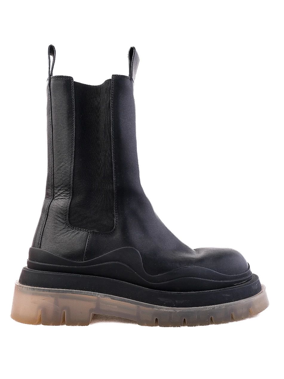 Excellent Bottega Veneta Black Leather Chelsea Boots Size 38