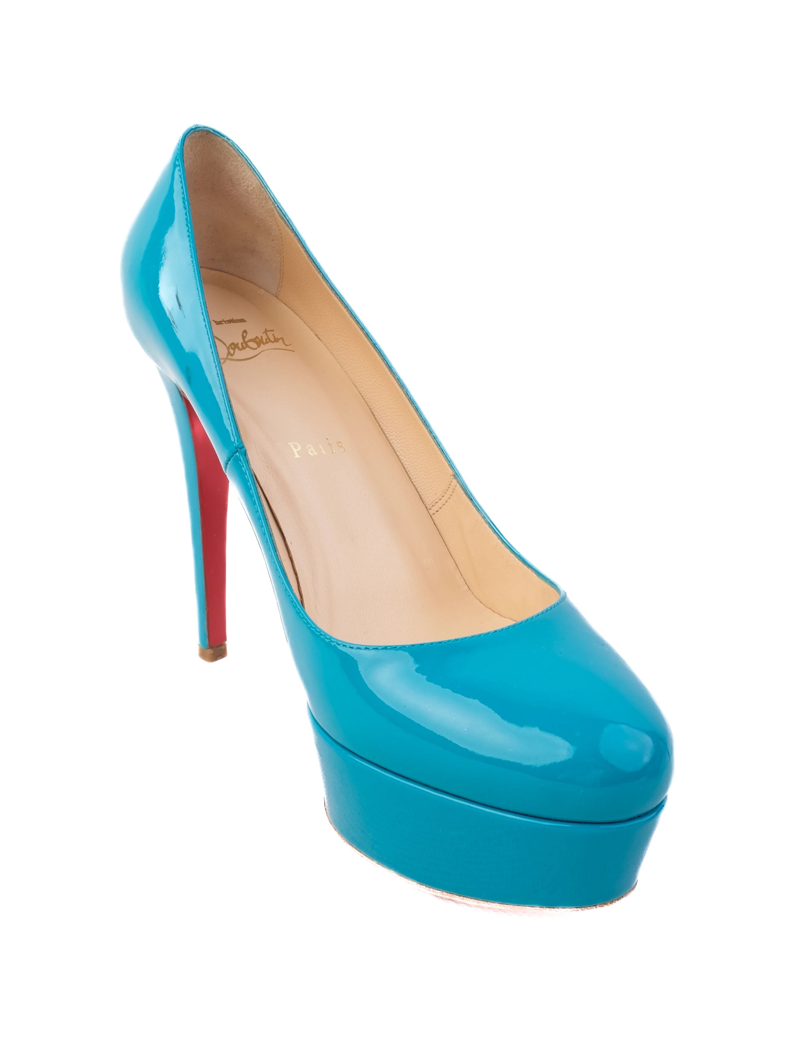 Christian Louboutin Blue Lacquer Platform Stiletto Pumps - Good Condition