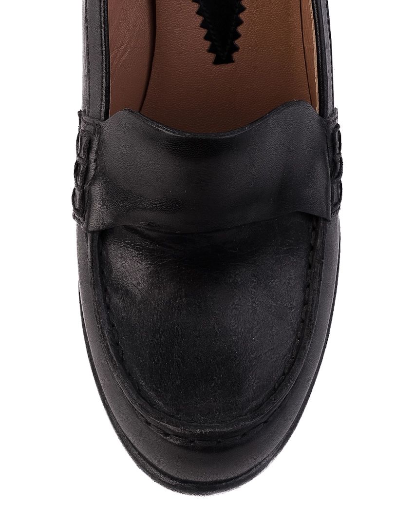 Excellent Emporio Armani Black Leather Loafer-Style Pumps Size 38