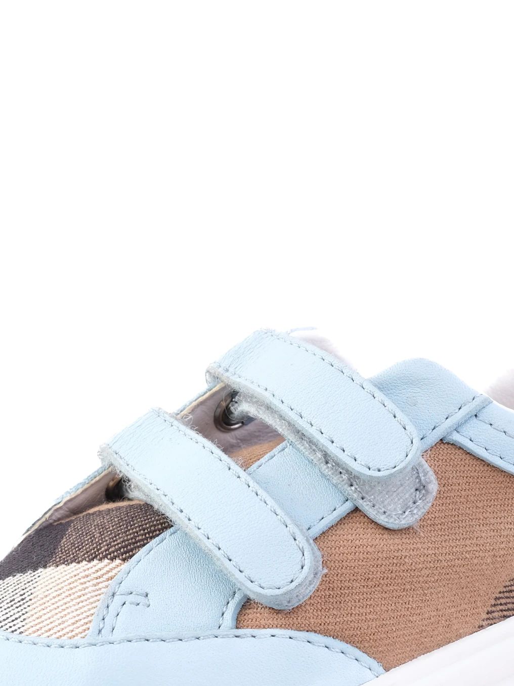 Excellent Burberry Light Blue Fabric Sneakers for Kids, Size 21
