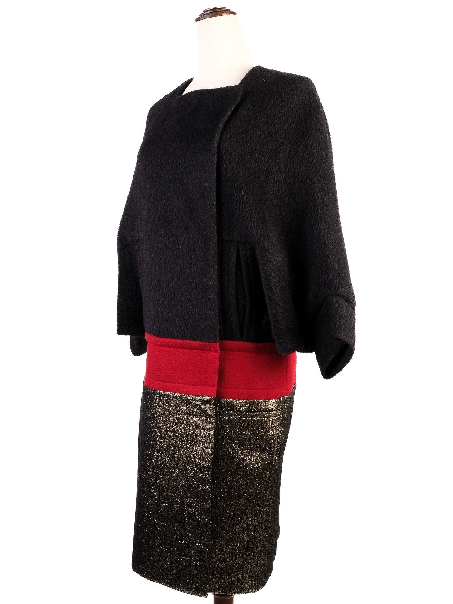 Excellent Diane von Furstenberg Black Alpaca Wool Dress Size M