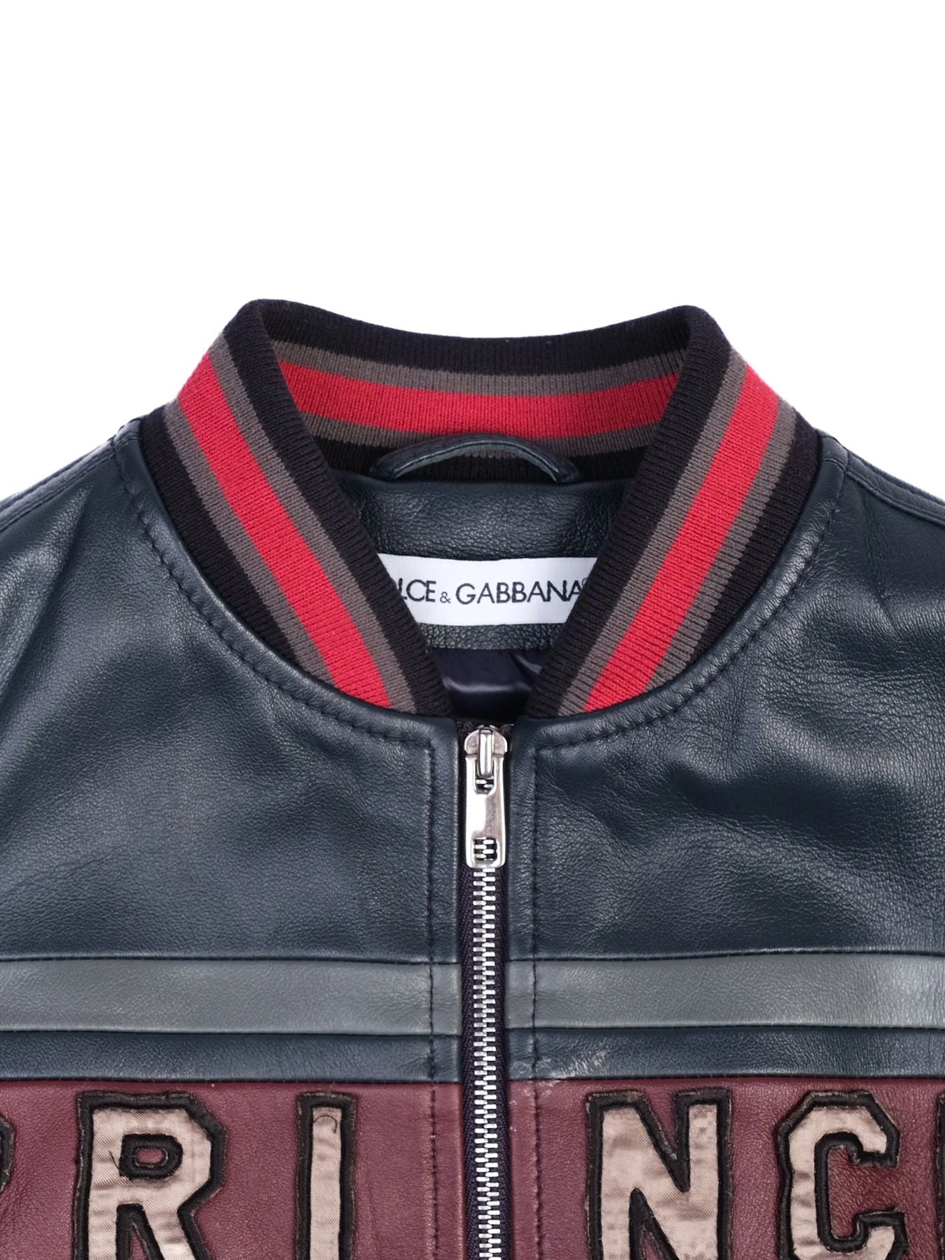 Excellent Dolce Gabbana Leather Kids Jacket Size 5 - Embroidered Design