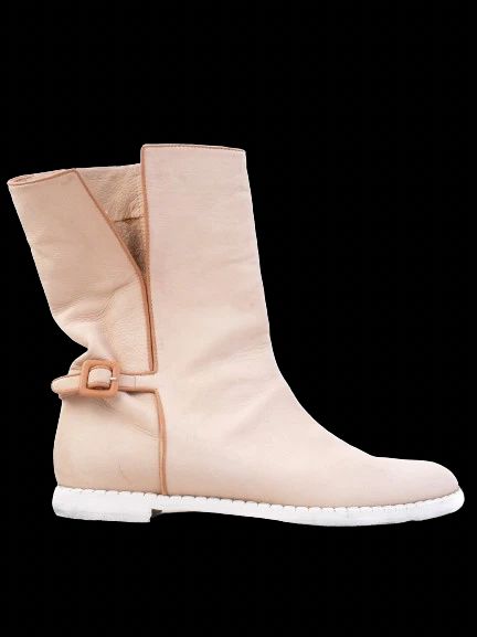 Excellent Baldinini White Leather Slouchy Ankle Boots Size 39