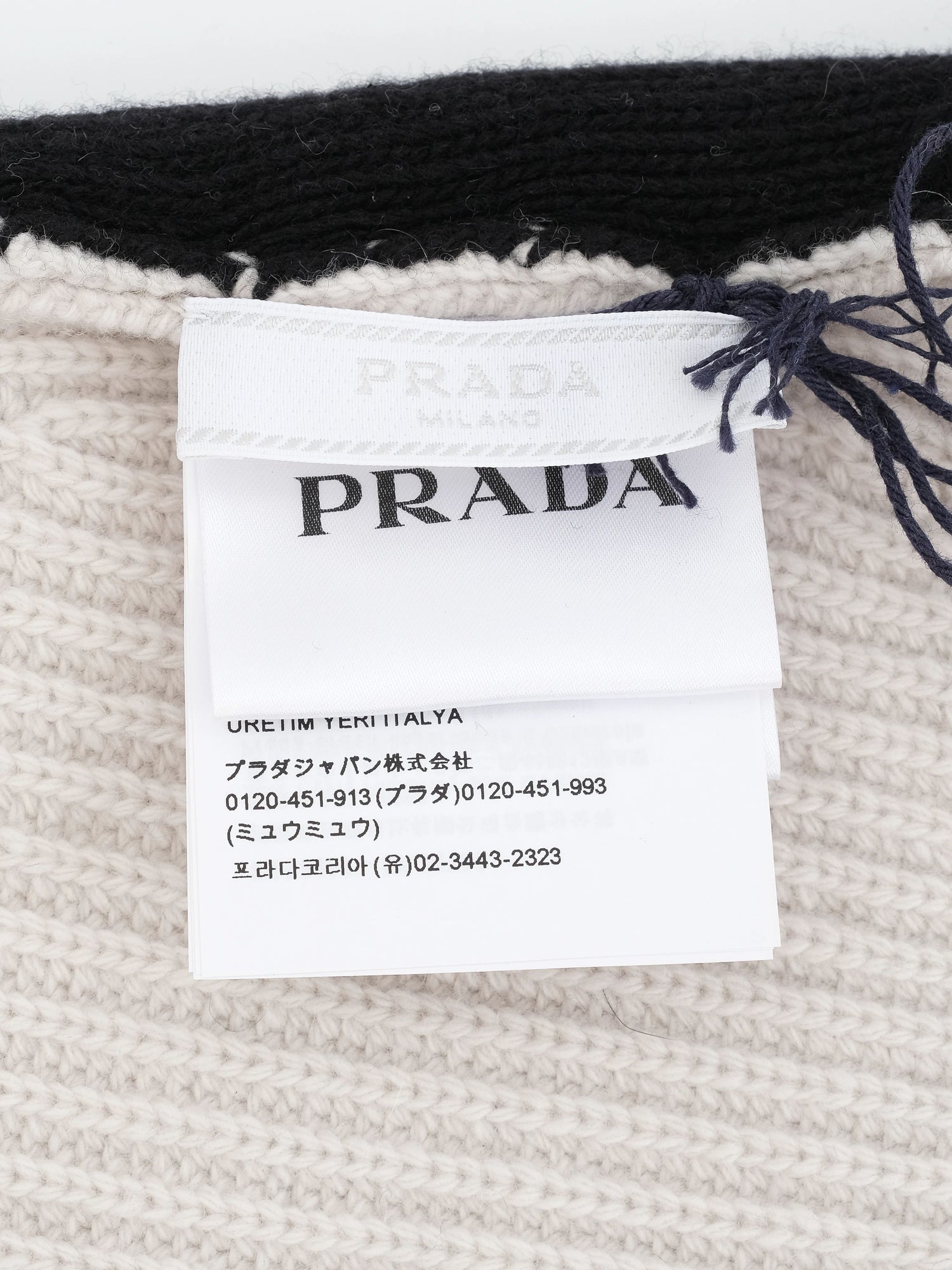 NEW Prada Gray Wool Kids Beanie and Scarf Set Size M