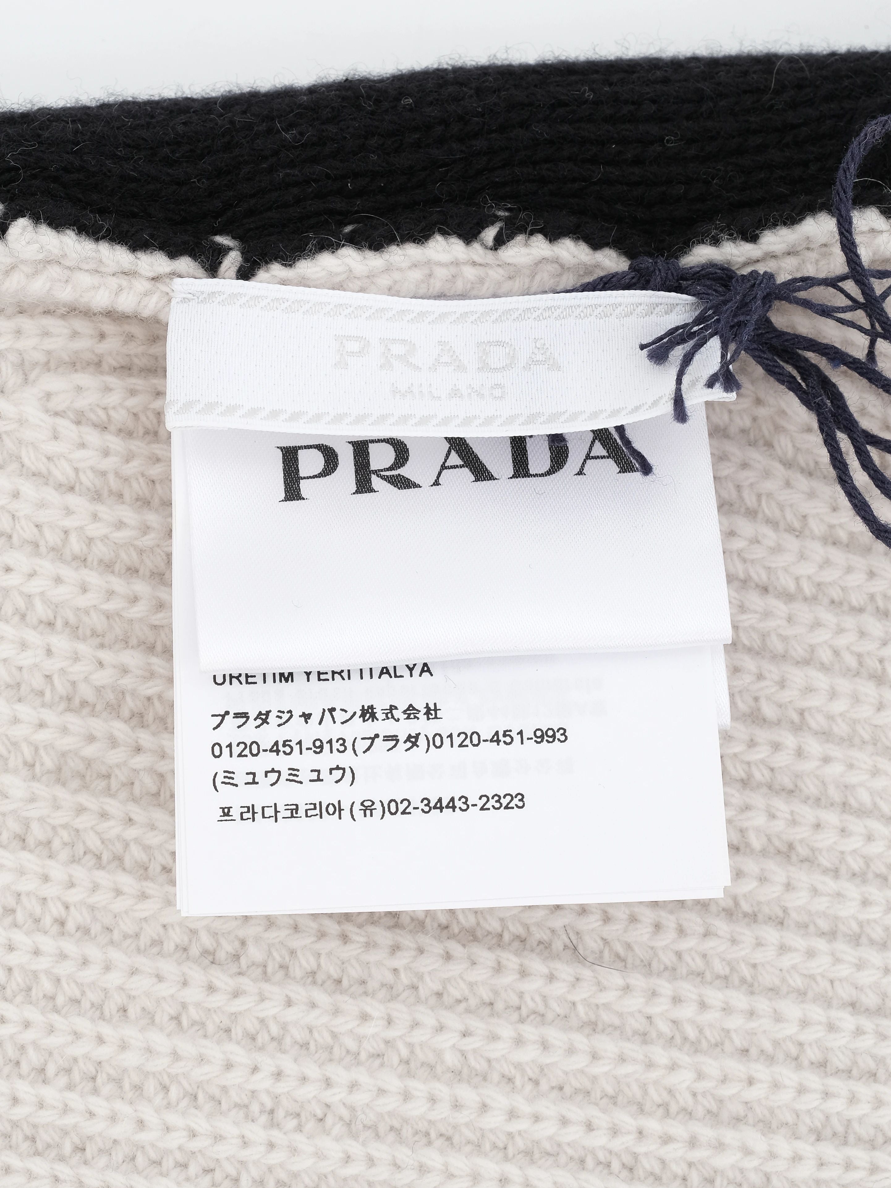 NEW Prada Gray Wool Kids Beanie and Scarf Set Size M
