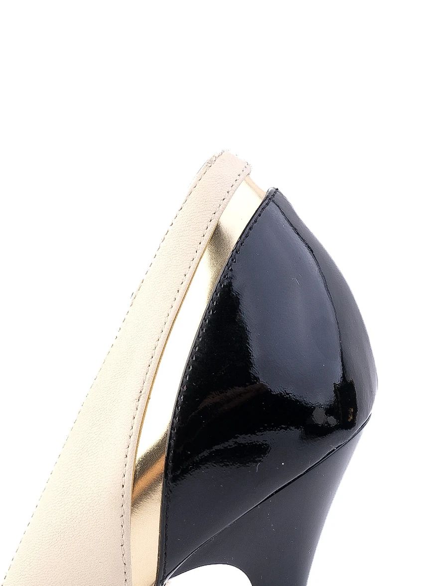 Excellent Jimmy Choo High-Heeled Shoes Black Beige Leather Size 39