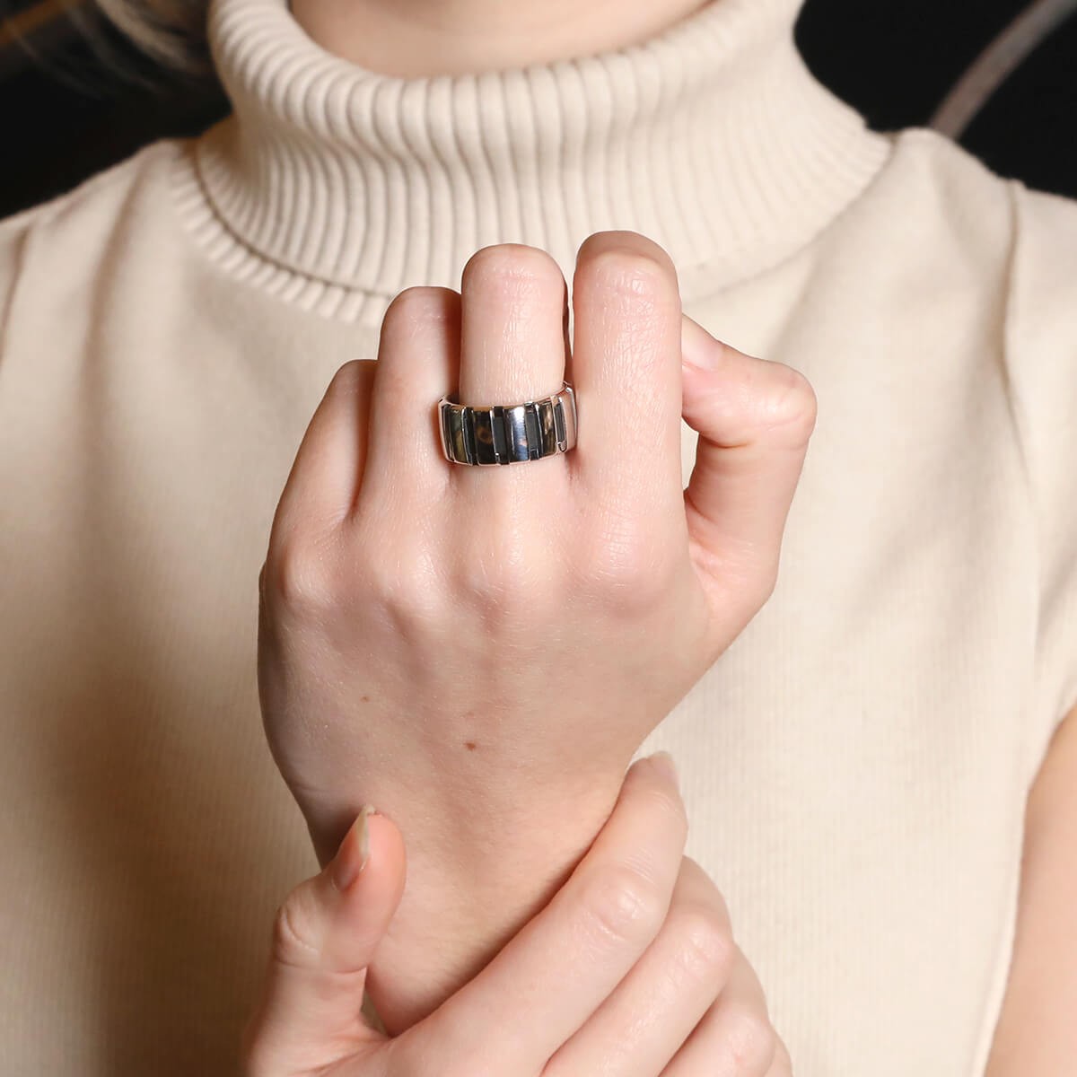 Chaumet Class One diamonds, caoutchouc and gold ring