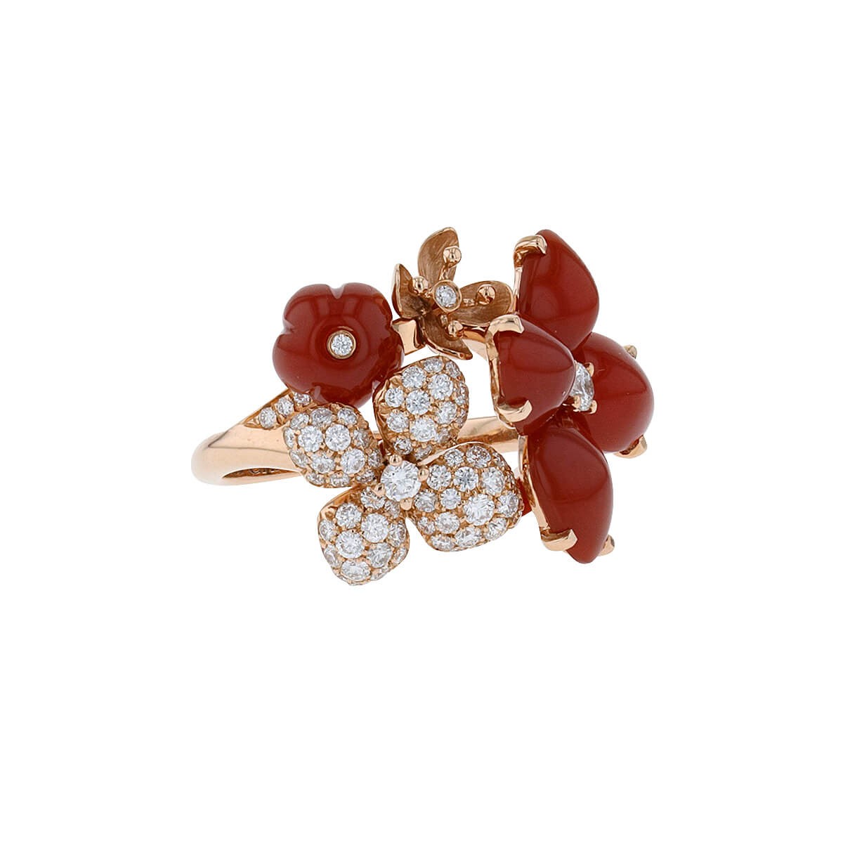 Chaumet Hortensia diamonds, cornaline and gold ring