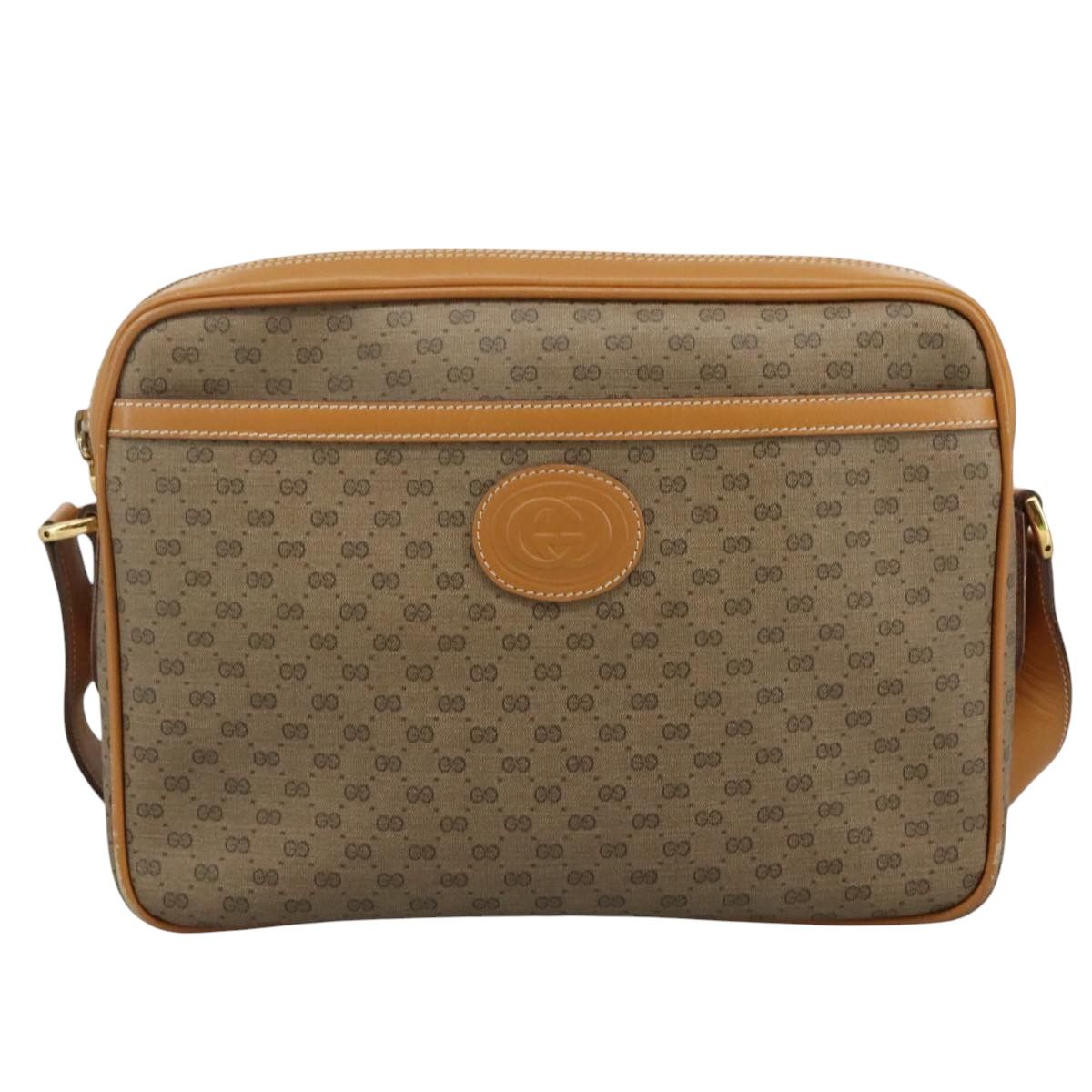 Gucci Micro Gg Supreme Shoulder Bag Pvc Beige Auth