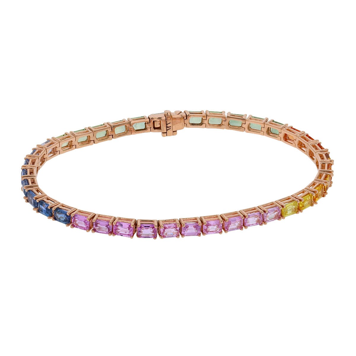 Colored sapphires and gold bracelet