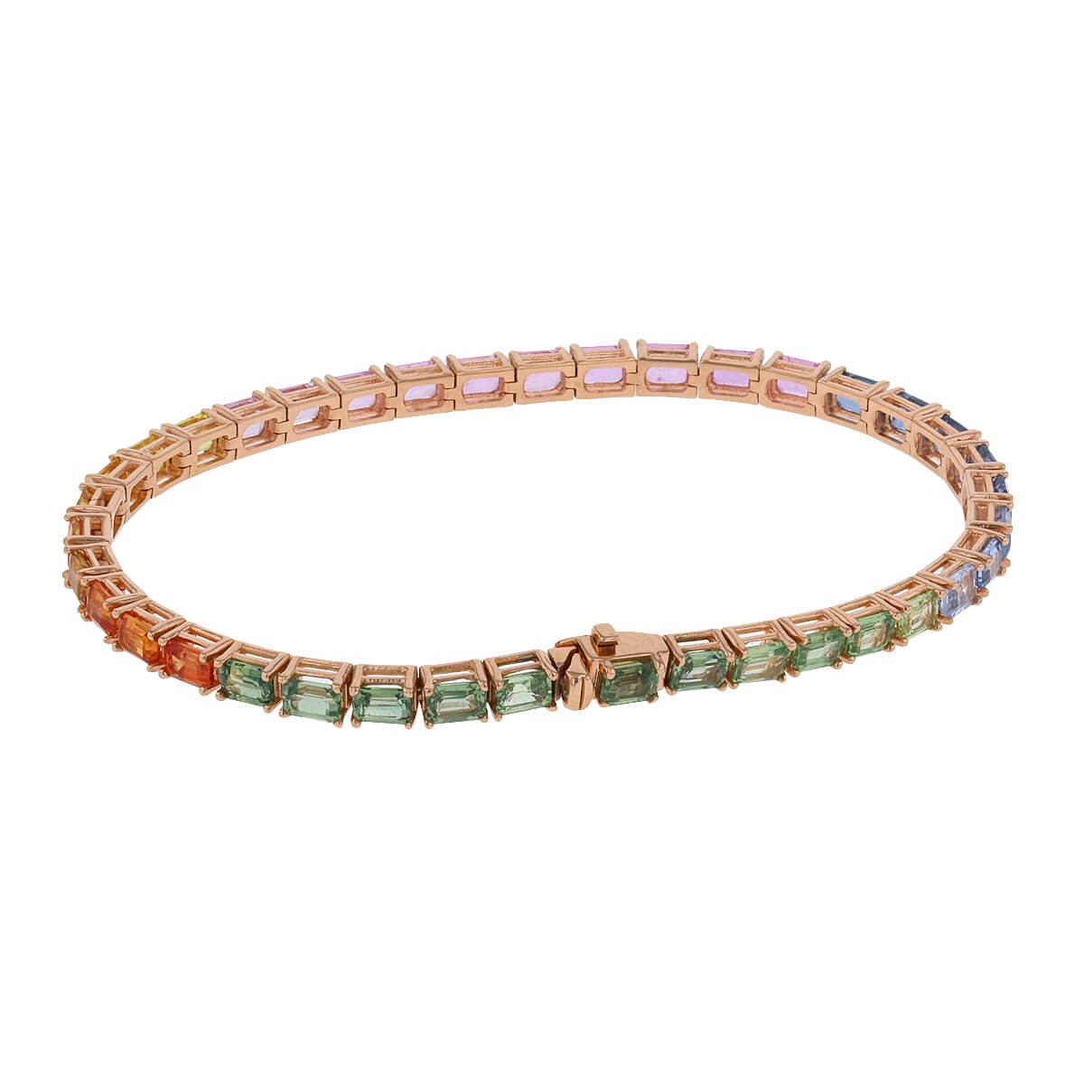 Colored sapphires and gold bracelet