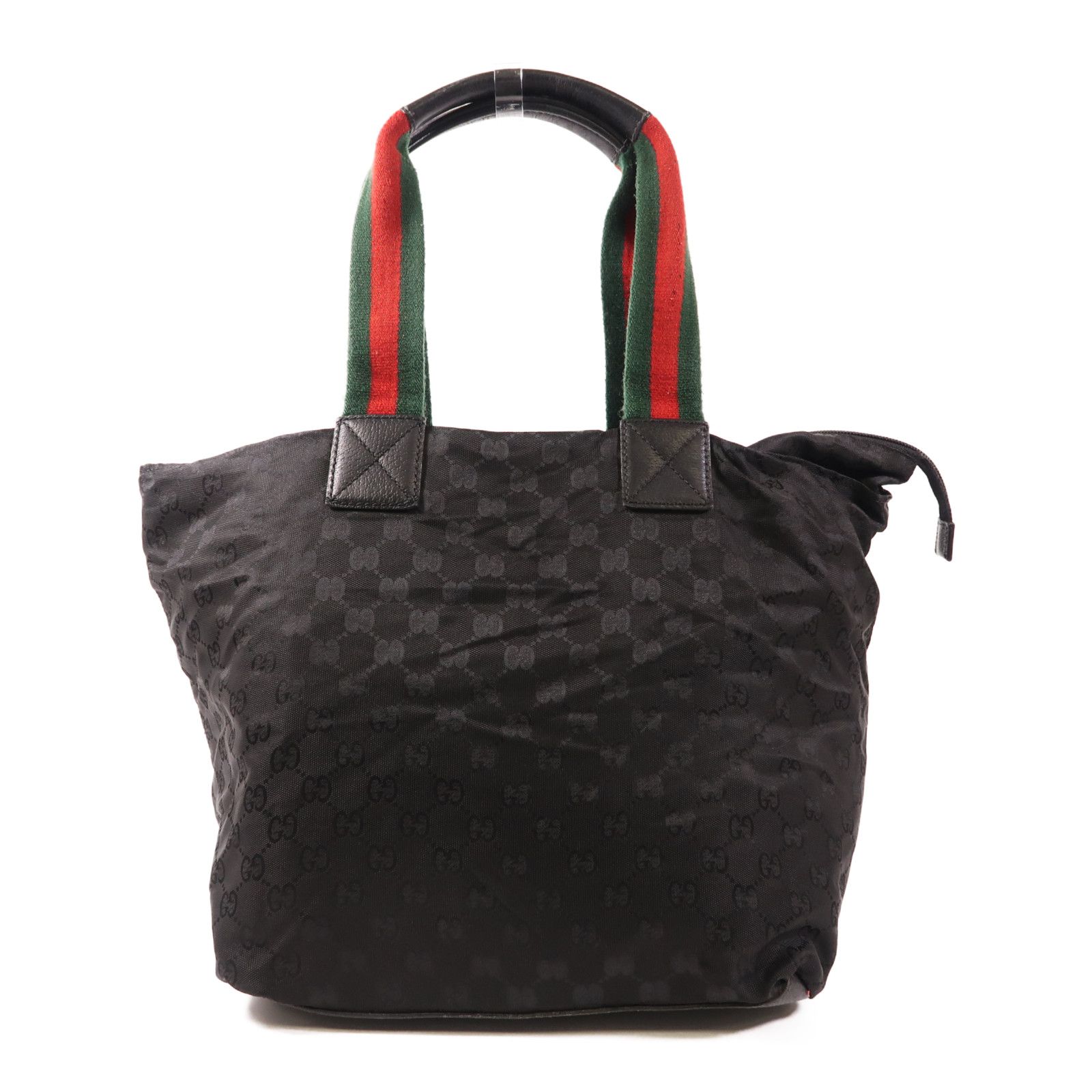 Gucci GG Monogram Web Handle Bucket Tote Black
