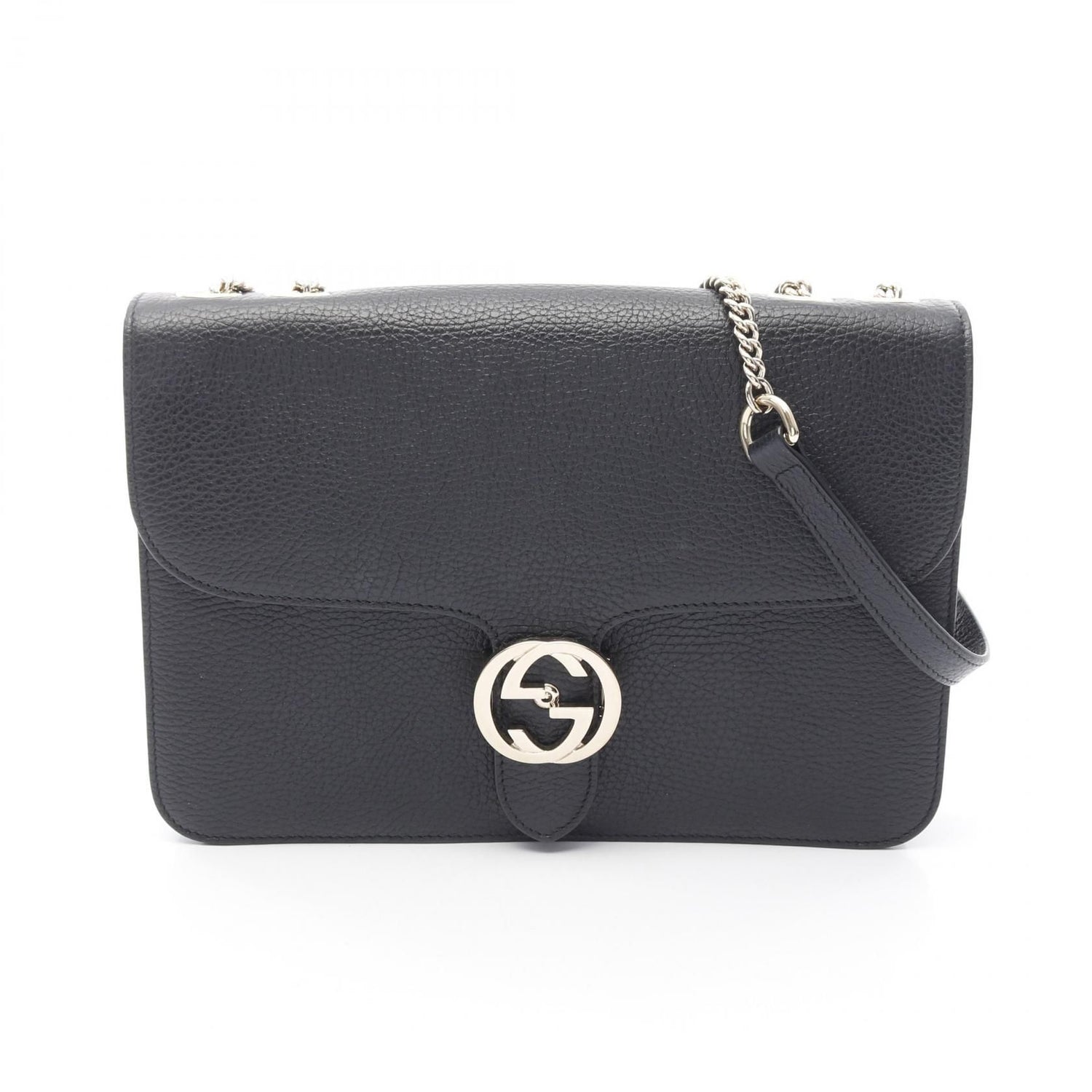 Gucci Interlocking G Shoulder Bag Black Leather 510303