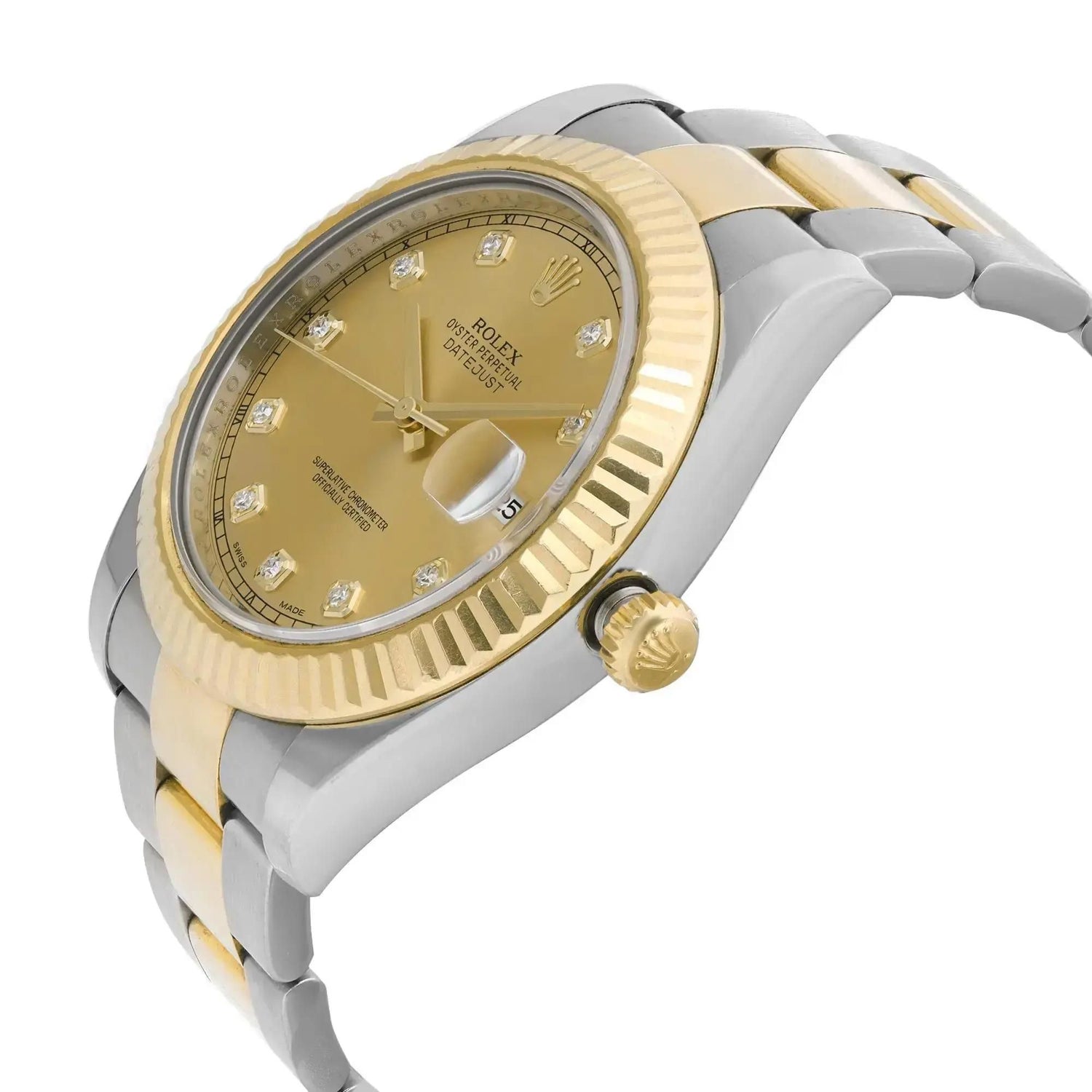 Rolex Datejust II 18K Yellow Steel Steel Diamond Champagne Dial Men Watch 116333