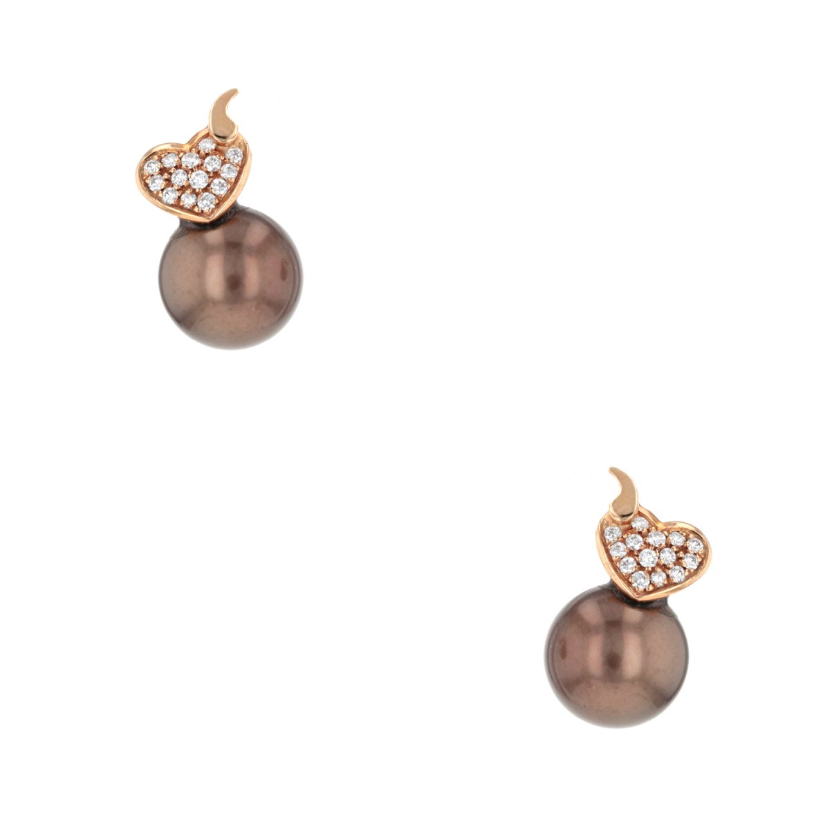 Cultured pearls, diamonds and gold earrings.