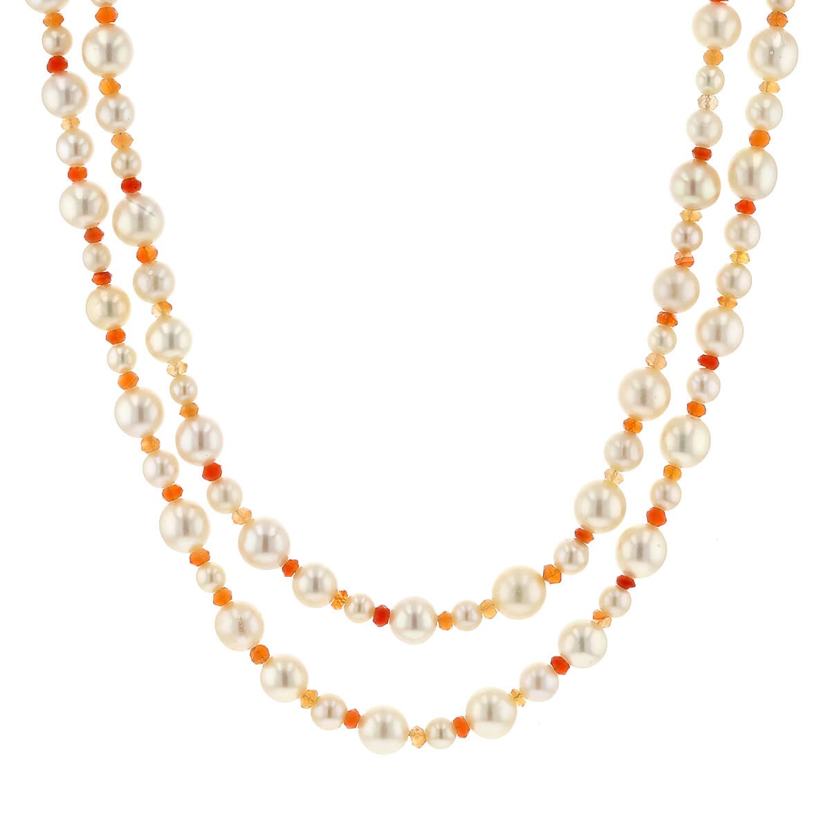 Cultured pearls, diamonds and gold necklace