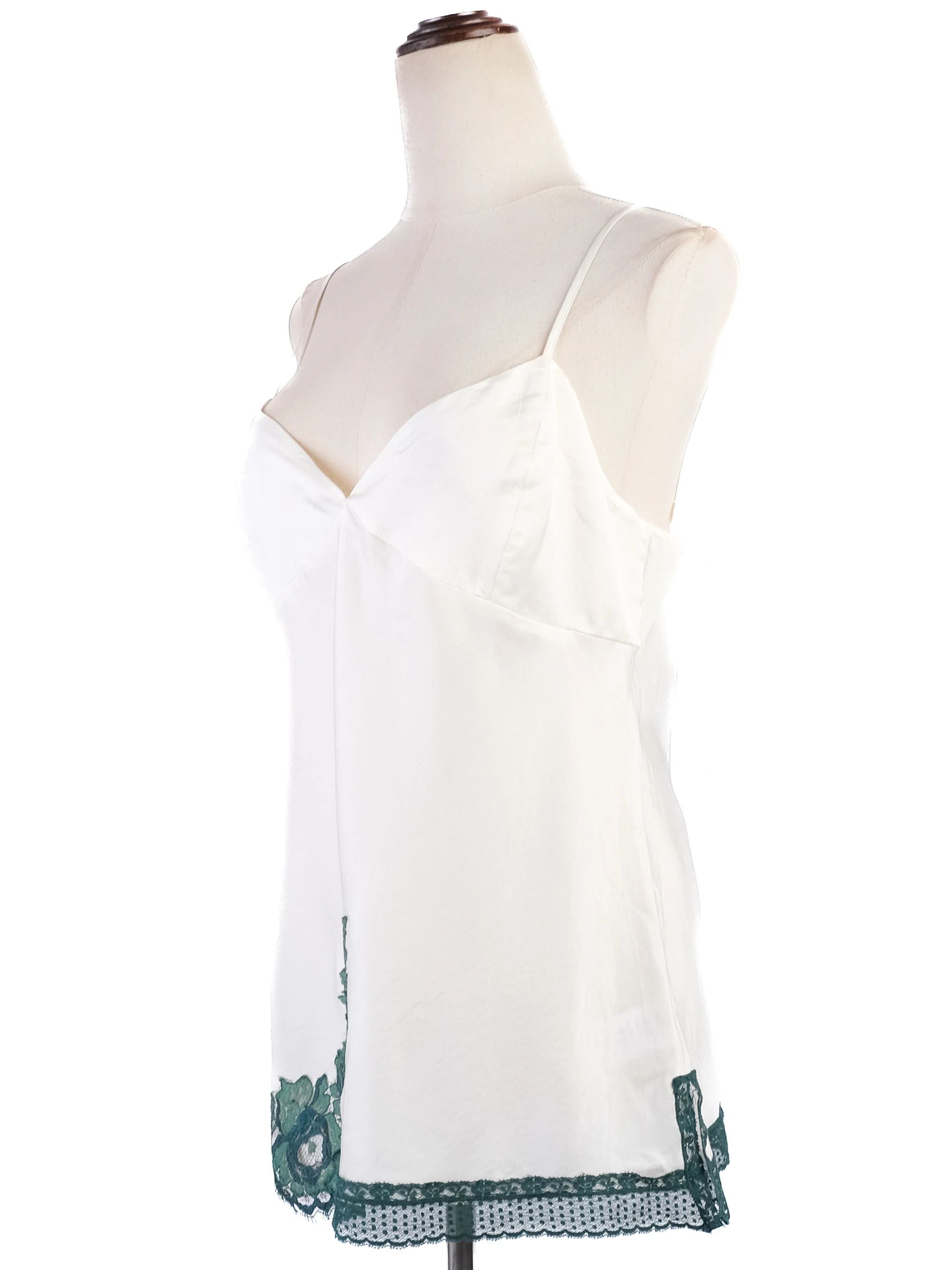 Excellent Ermanno Scervino White Silk Camisole with Lace Detail