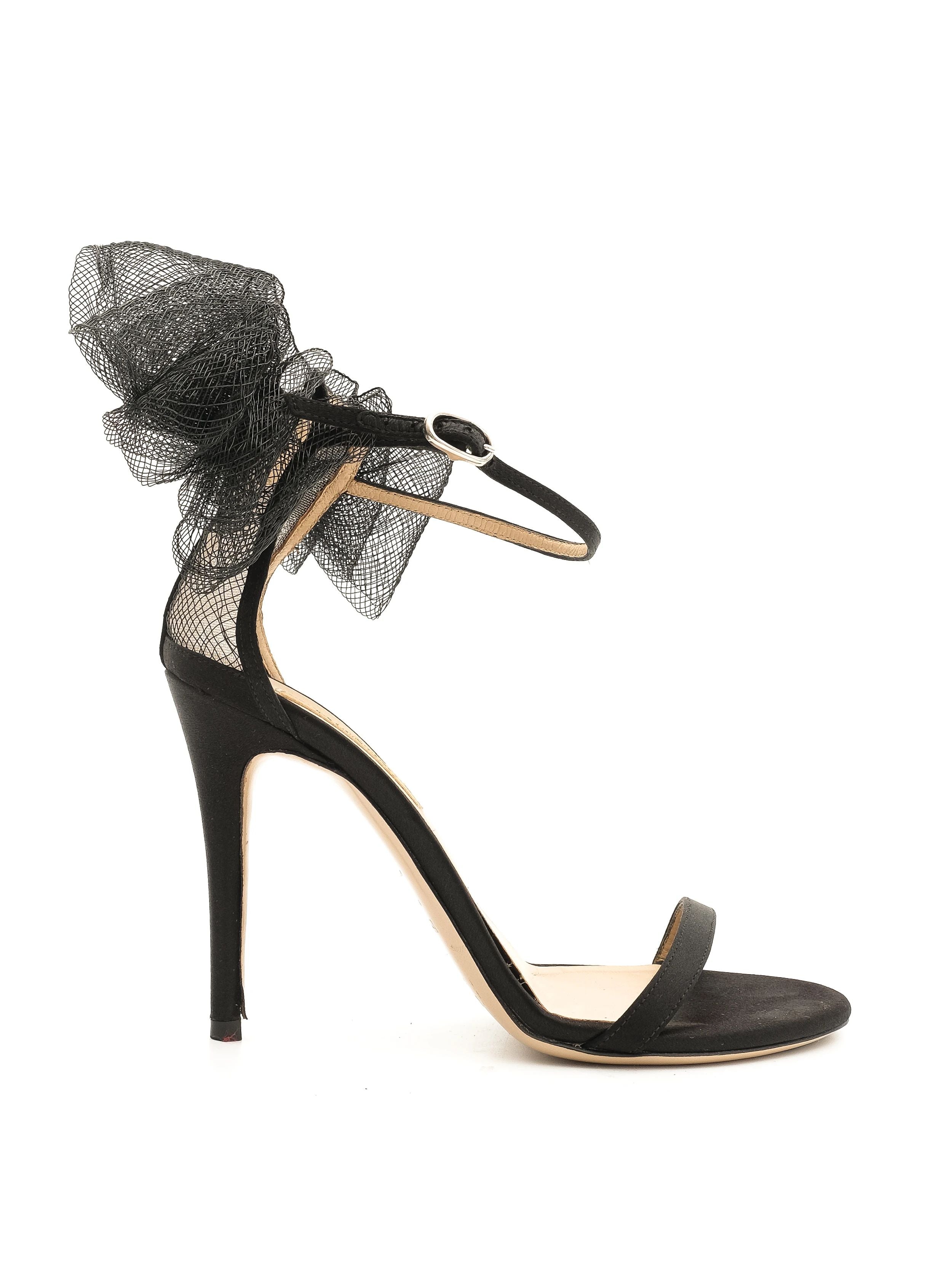 Excellent Valentino Black High-Heeled Sandals Size 36 with Bow