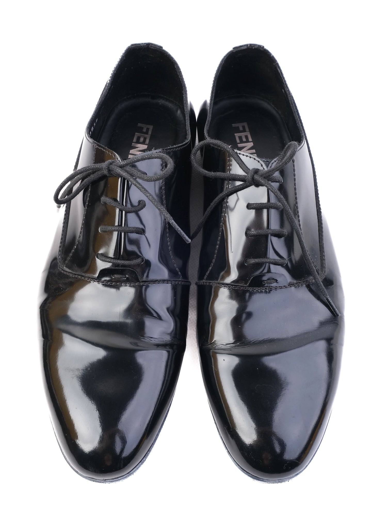 Excellent Fendi Black Leather Oxford Shoes Size 43 for Men