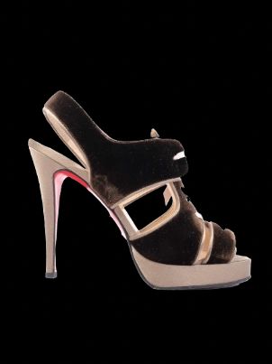 Christian Louboutin Excellent Condition Brown Velvet Heels Size 37.5