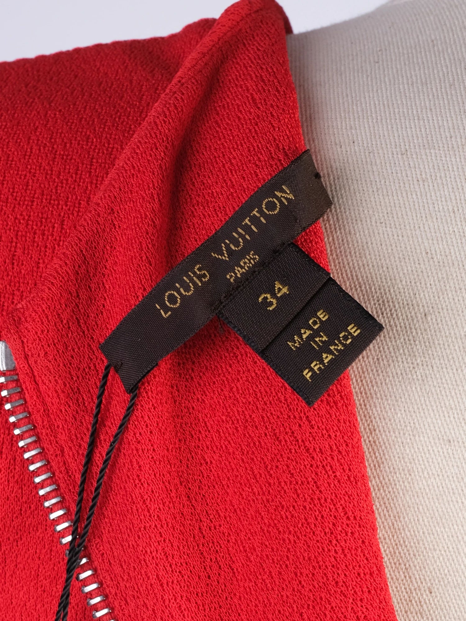 Excellent Louis Vuitton Red Viscose Dress Size XS with Zip Closure