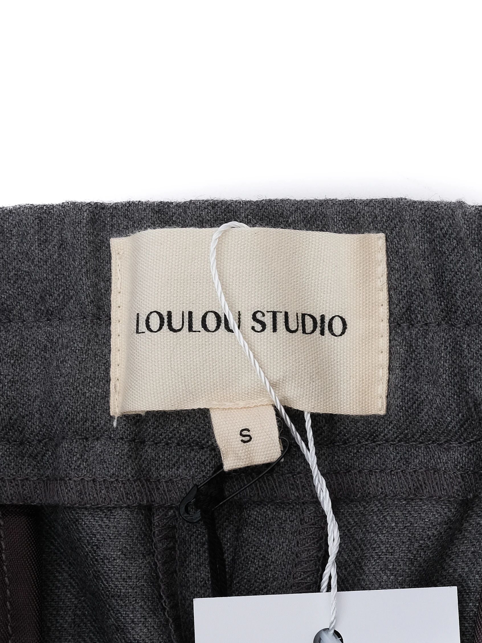 NEW Loulou Studio Gray Wool Trousers Wide Leg Size S