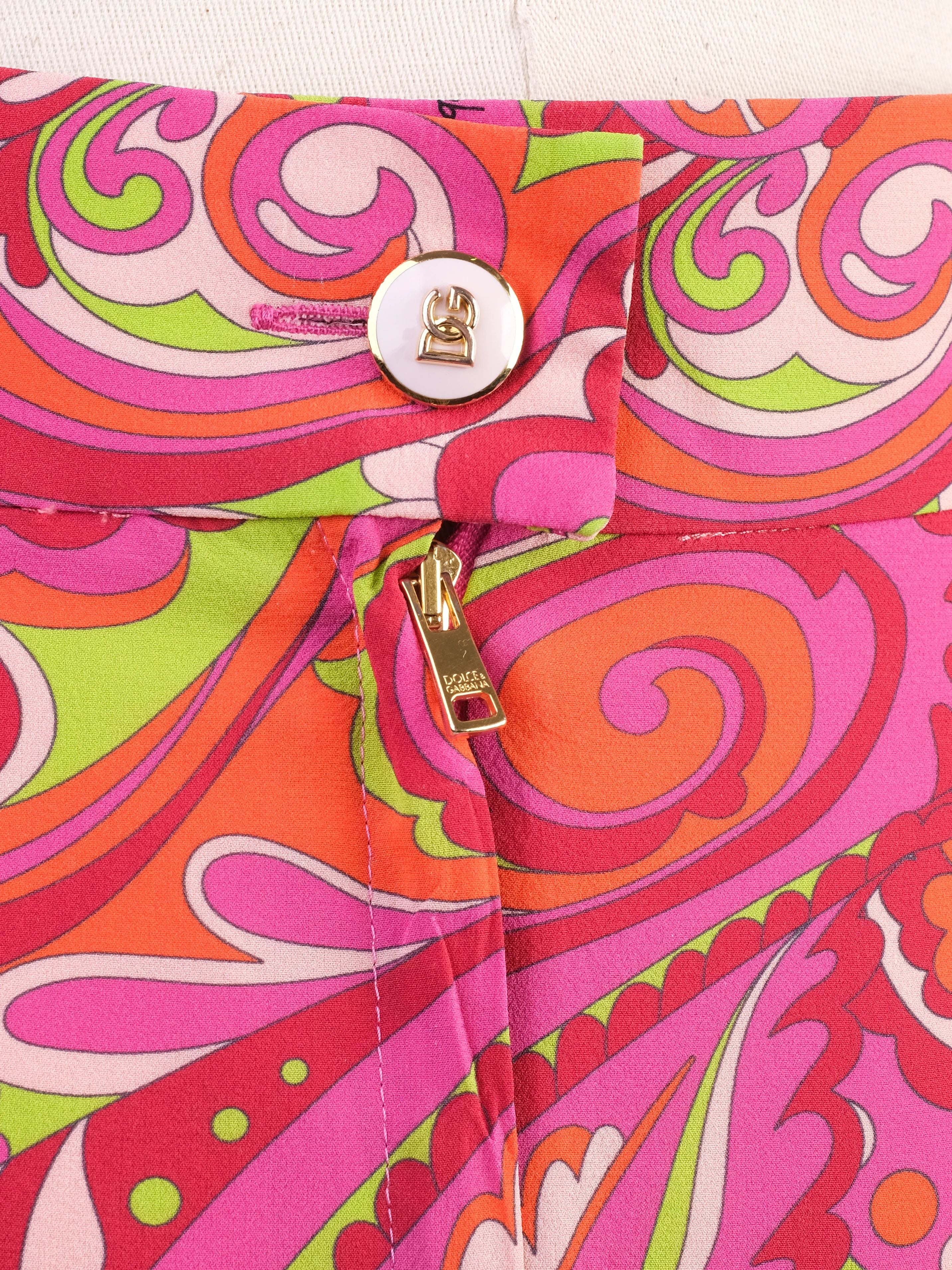 Excellent Dolce Gabbana Silk Skirt M Psychedelic Floral Pattern