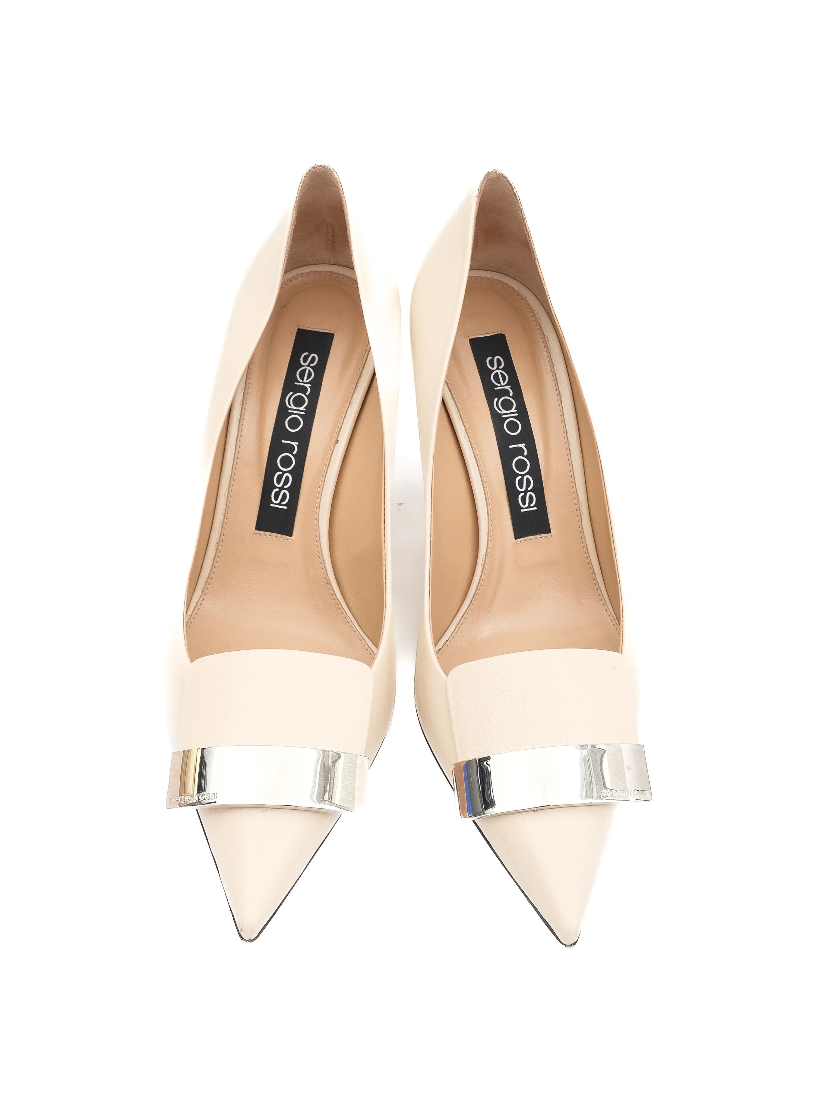 Sergio Rossi Orange Leather High-Heeled Pumps Size 39 Excellent