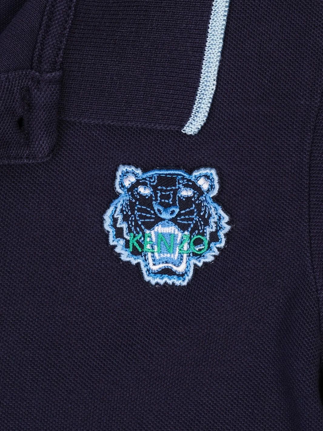 Kenzo Kids Excellent Blue Polo Shirt Size 8 with Tiger Logo