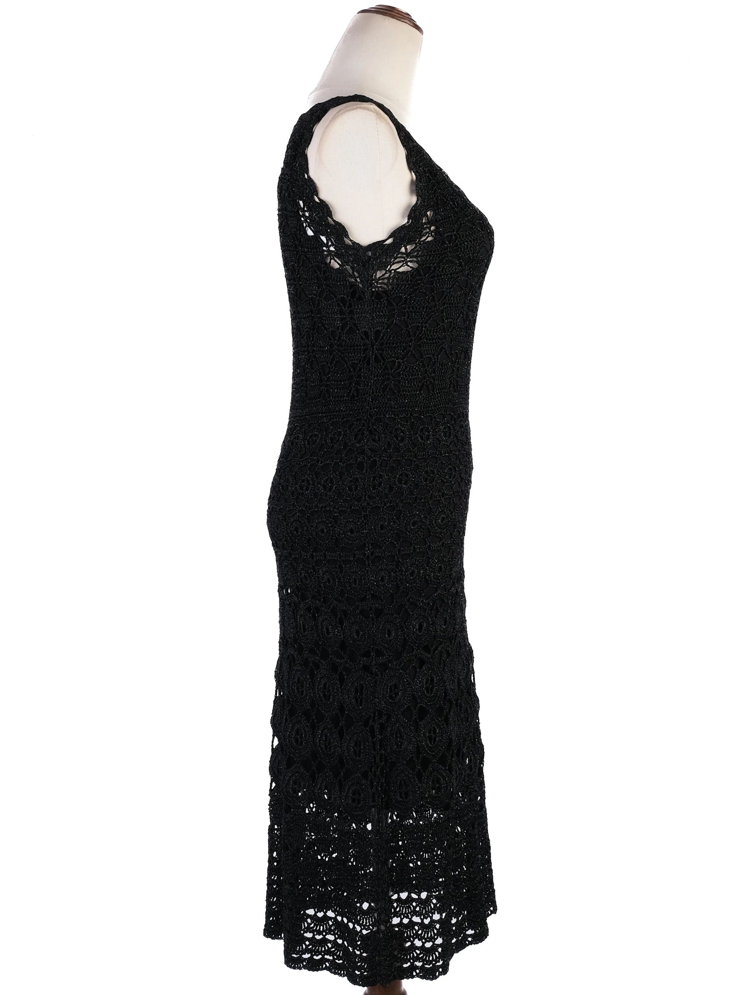 Excellent Laurel Black Crochet Dress with Shawl Size S