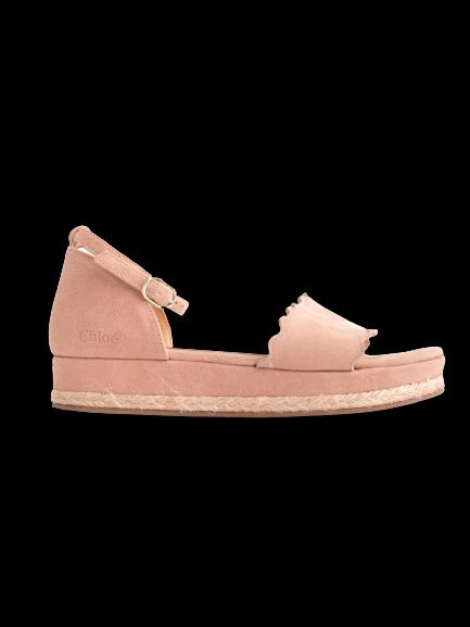 Chloe Pink Genuine Suede Espadrille Sandals Size 34 Excellent