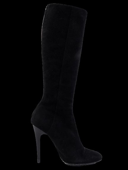 Excellent Jimmy Choo Black Genuine Suede High-Heeled Boots Size 37.5