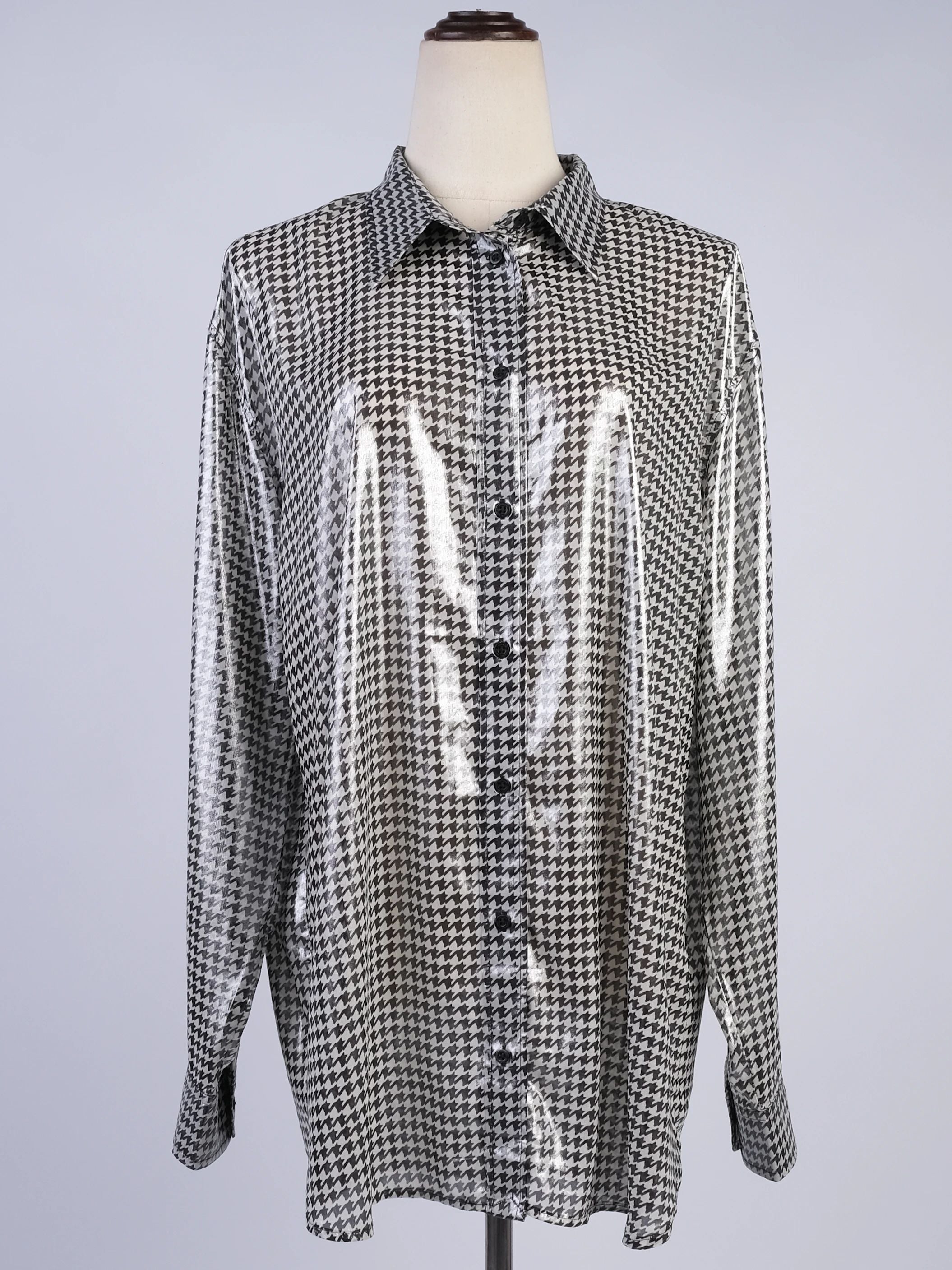 Excellent Ralph Lauren Houndstooth Button-Up Shirt XL Women
