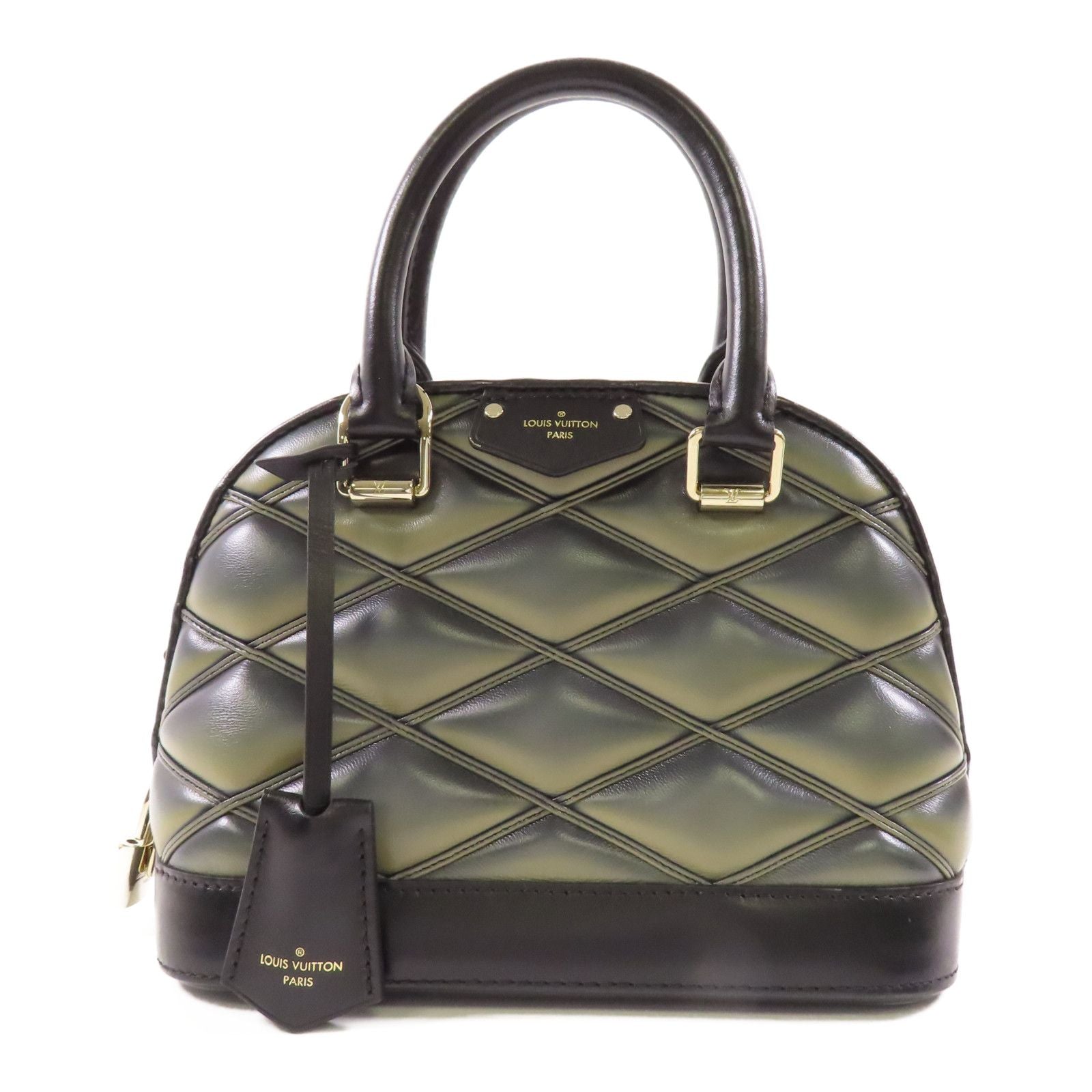Louis Vuitton Cowhide Leather Alma Bb Handmade Bag Gray Black Handbag M 23576
