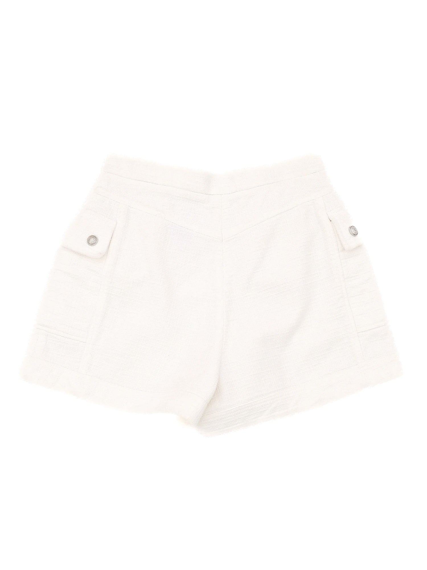 Excellent Balmain White Cotton Shorts with Silver Buttons Size S