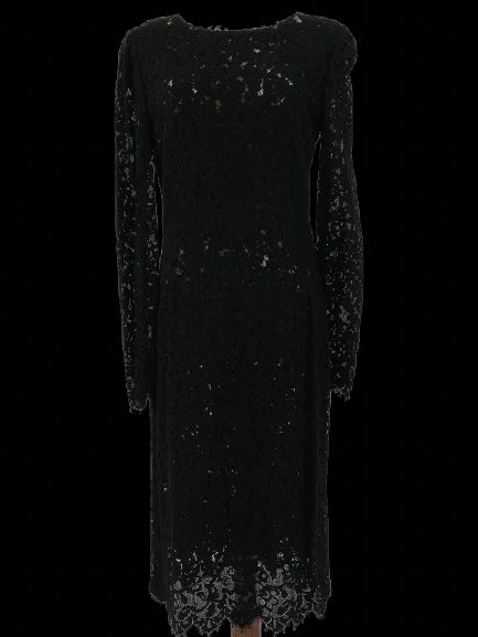 Excellent Ralph Lauren Black Lace Dresses Size L Floral Design