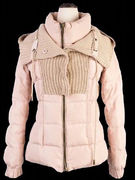 Excellent Tory Burch White Puffer Jacket Size S with Knit Overlay