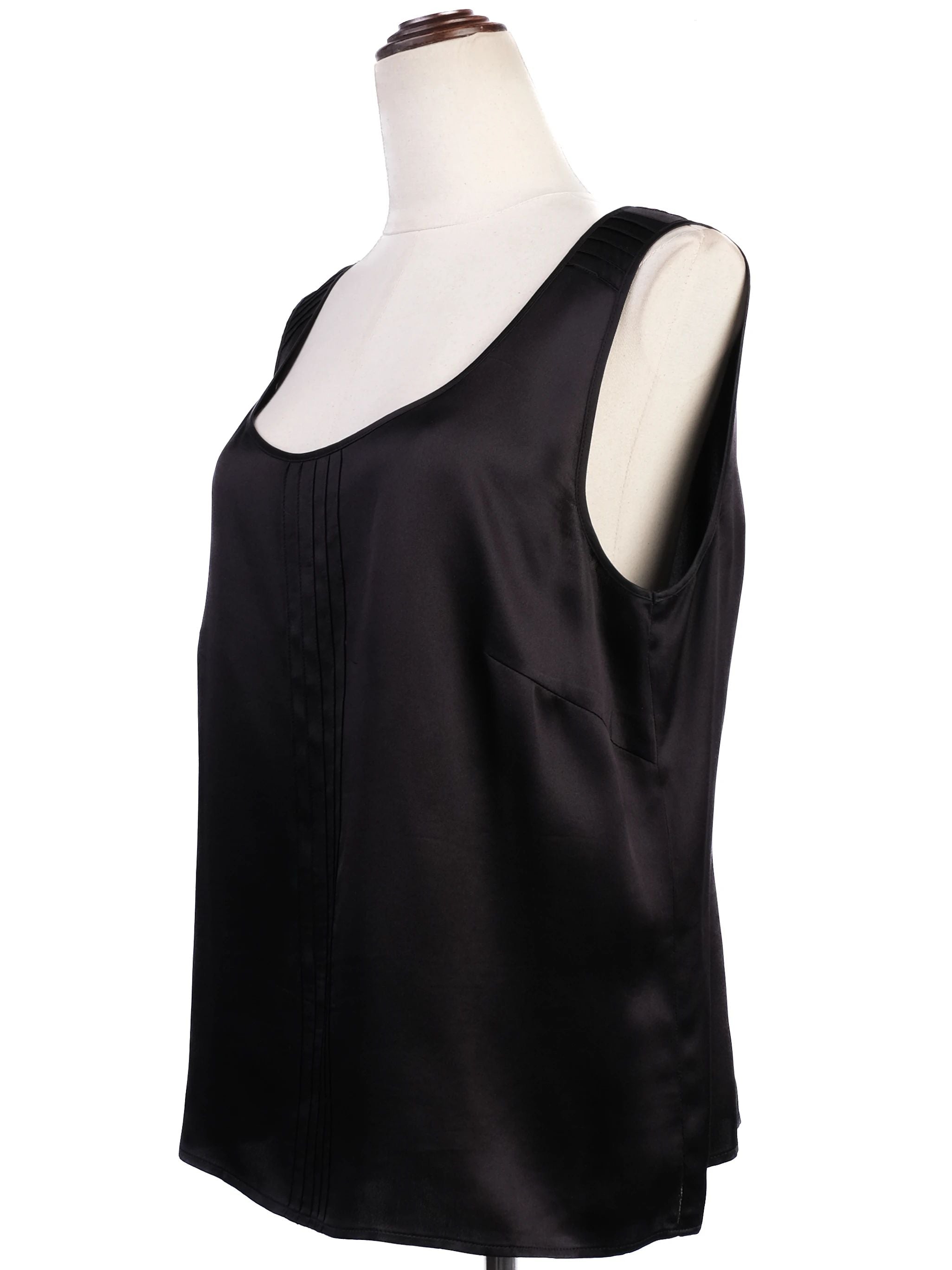 Excellent Escada Black Silk Sleeveless Blouse Size M