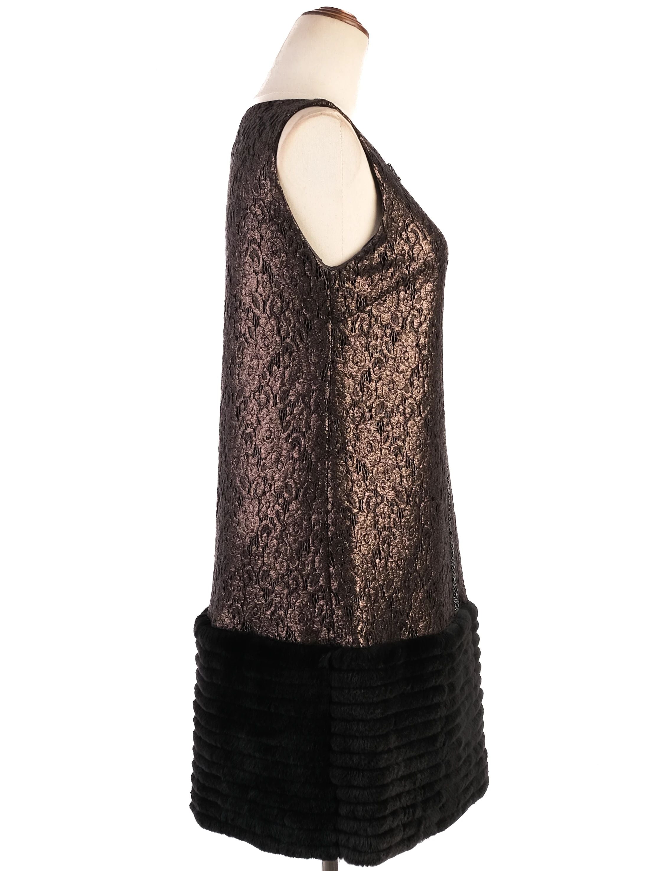 Excellent VDP Textured Silk Dress Women M Combined Color Pattern