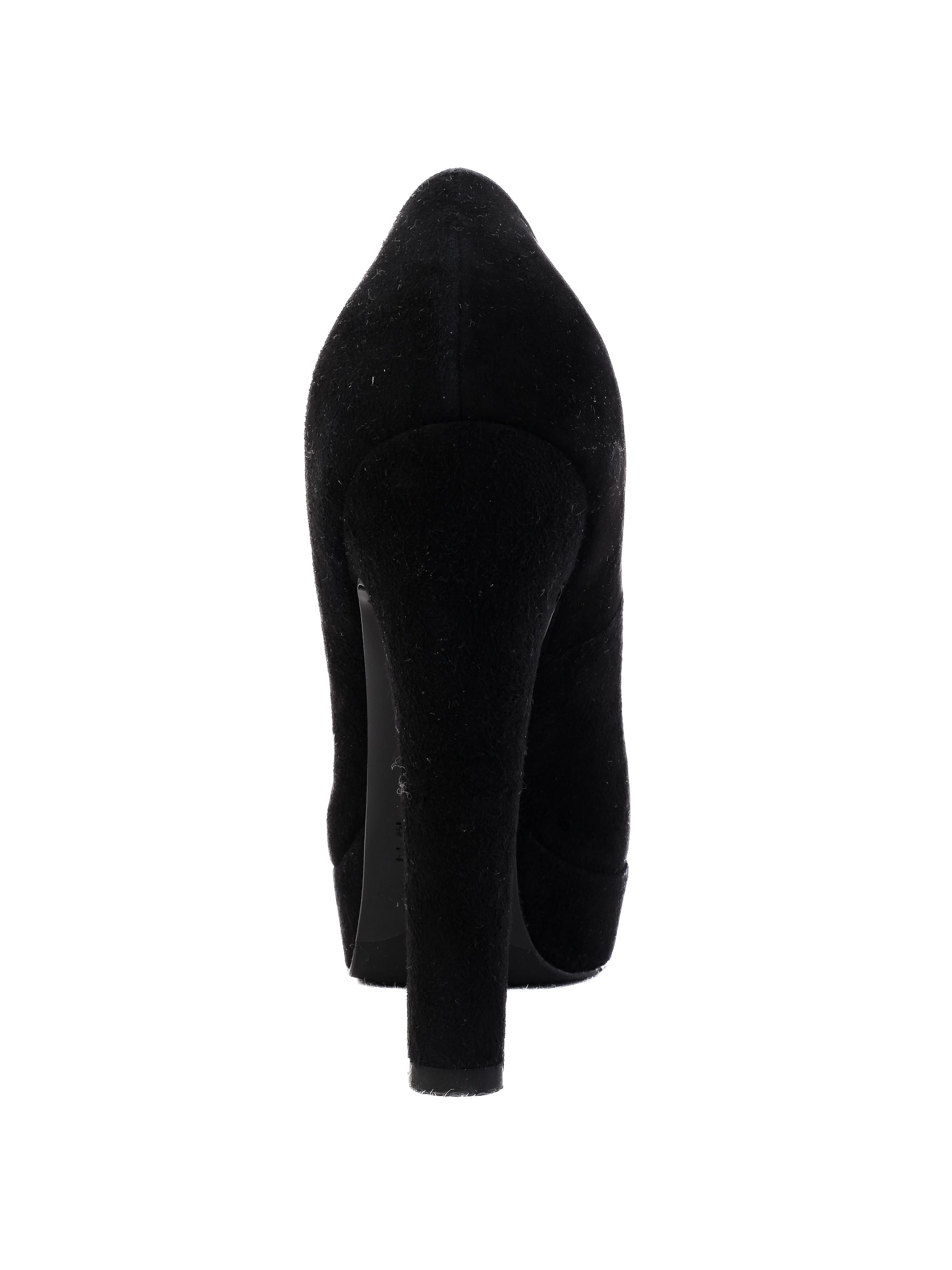 R&Renzi Black Genuine Suede High-Heeled Shoes Size 38