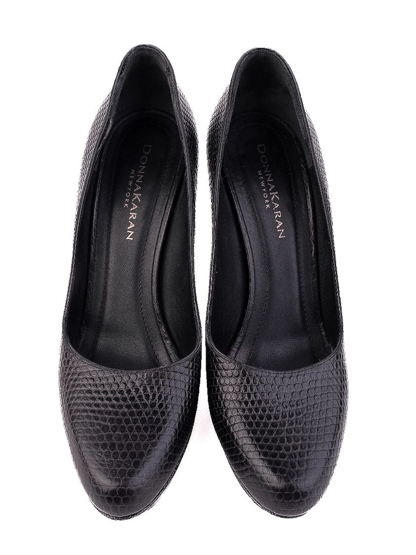 Excellent Donna Karan Black Leather High-Heeled Shoes Size 37