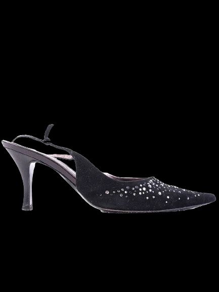 Bruno Magli Black High-Heeled Slingback Shoes Size 37.5 Excellent